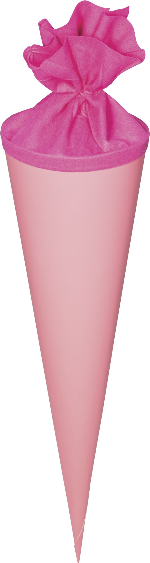 Schultüte Rohling rund groß pink mit Filzmanschette