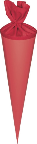 Schultüte Rohling rund groß rot mit Filzmanschette