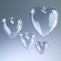 Kunststoff-Herz teilbar glasklar