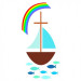 Wachsdekor Segelboot mit Regenbogen