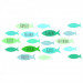 Wachsdekor Fische grün-blau Töne mit Text